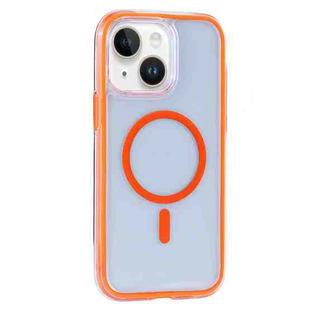 For iPhone 15 Vacuum Airbag Y2 Series Transparent MagSafe Magnetic Phone Case(Orange)