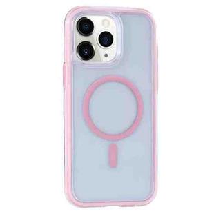 For iPhone 11 Pro Max Vacuum Airbag Y2 Series Transparent MagSafe Magnetic Phone Case(Pink)