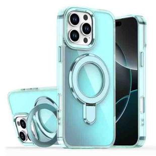 For iPhone 16 Pro Max Plating Gradient Discolor MagSafe Holder Phone Case(Clear Blue)