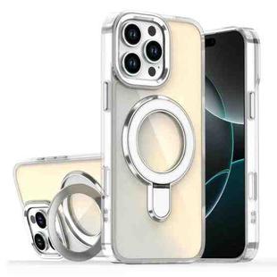 For iPhone 16 Pro Plating Gradient Discolor MagSafe Holder Phone Case(Transparent)