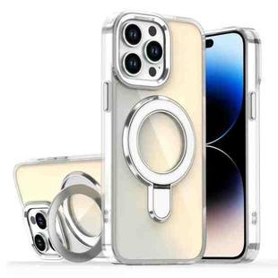 For iPhone 14 Pro Max Plating Gradient Discolor MagSafe Holder Phone Case(Transparent)