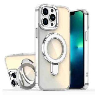 For iPhone 13 Pro Max Plating Gradient Discolor MagSafe Holder Phone Case(Transparent)