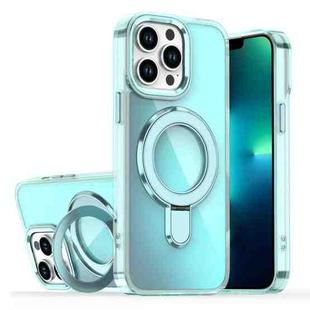 For iPhone 13 Pro Plating Gradient Discolor MagSafe Holder Phone Case(Clear Blue)