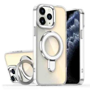 For iPhone 11 Pro Max Plating Gradient Discolor MagSafe Holder Phone Case(Transparent)