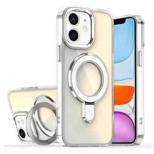 For iPhone 11 Plating Gradient Discolor MagSafe Holder Phone Case(Transparent)