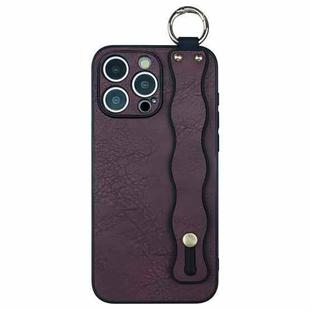 For iPhone 15 Pro Max Wavy Wristband Bracket TPU Phone Case(Wine Red)