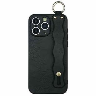 For iPhone 11 Pro Max Wavy Wristband Bracket TPU Phone Case(Black)