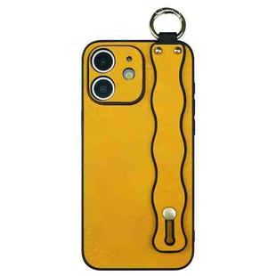 For iPhone 11 Wavy Wristband Bracket TPU Phone Case(Yellow)
