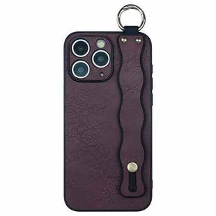 For iPhone 11 Pro Wavy Wristband Bracket TPU Phone Case(Wine Red)