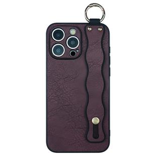 For iPhone 16 Pro Wavy Wristband Bracket TPU Phone Case(Wine Red)
