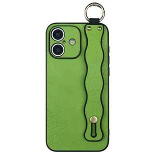 For iPhone 16 Wavy Wristband Bracket TPU Phone Case(Green)