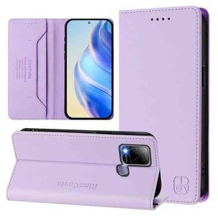 For Infinix Hot 10T / Hot 10S X689 RC01 Dual-Folded Magnetic Suction RFID Leather Phone Case(Light Purple)