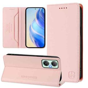 For Infinix Hot 20 5G RC01 Dual-Folded Magnetic Suction RFID Leather Phone Case(Pink)