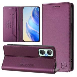 For Infinix Hot 20 5G RC01 Dual-Folded Magnetic Suction RFID Leather Phone Case(Violet)