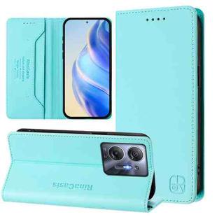 For Infinix Hot 30 5G RC01 Dual-Folded Magnetic Suction RFID Leather Phone Case(Mint Green)