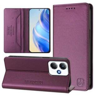 For Infinix Hot 30 Play 4G / NFC 4G RC01 Dual-Folded Magnetic Suction RFID Leather Phone Case(Violet)