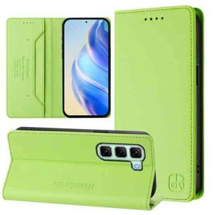 For Infinix Hot 50 4G RC01 Dual-Folded Magnetic Suction RFID Leather Phone Case(Grass Green)