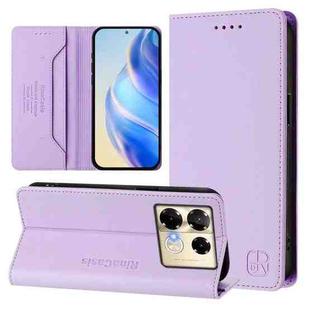 For Infinix Note 40 Pro 4G / 5G RC01 Dual-Folded Magnetic Suction RFID Leather Phone Case(Light Purple)