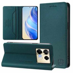 For Infinix Note 40 Pro 4G / 5G RC01 Dual-Folded Magnetic Suction RFID Leather Phone Case(Dark Green)