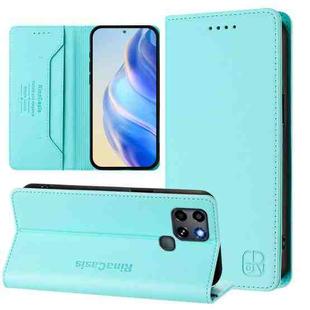 For Infinix Smart 6 / 6 Plus / 6 HD RC01 Dual-Folded Magnetic Suction RFID Leather Phone Case(Mint Green)