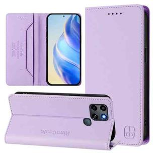 For Infinix Smart 6 / 6 Plus / 6 HD RC01 Dual-Folded Magnetic Suction RFID Leather Phone Case(Light Purple)