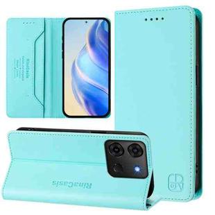 For Infinix Smart 7 India / 7 Plus RC01 Dual-Folded Magnetic Suction RFID Leather Phone Case(Mint Green)