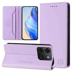 For Infinix Smart 7 India / 7 Plus RC01 Dual-Folded Magnetic Suction RFID Leather Phone Case(Light Purple)