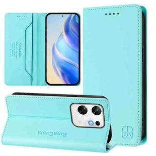 For Infinix Zero 30 4G RC01 Dual-Folded Magnetic Suction RFID Leather Phone Case(Mint Green)