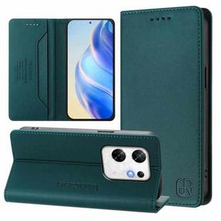 For Infinix Zero 30 4G RC01 Dual-Folded Magnetic Suction RFID Leather Phone Case(Dark Green)