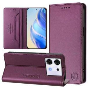 For Infinix Zero 30 5G RC01 Dual-Folded Magnetic Suction RFID Leather Phone Case(Violet)