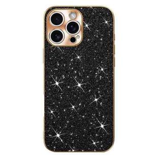 For iPhone 16 Pro Electroplating Star Diamond CD Texture Lens Ring Phone Case(Black)