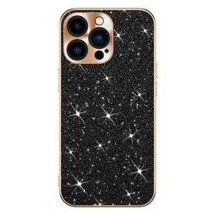 For iPhone 15 Pro Max Electroplating Star Diamond CD Texture Lens Ring Phone Case(Black)