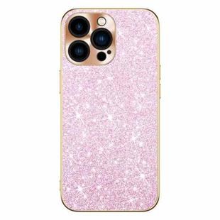 For iPhone 15 Pro Electroplating Star Diamond CD Texture Lens Ring Phone Case(Pink)