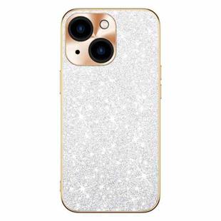 For iPhone 15 Electroplating Star Diamond CD Texture Lens Ring Phone Case(Silver)