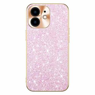 For iPhone 12 Electroplating Star Diamond CD Texture Lens Ring Phone Case(Pink)