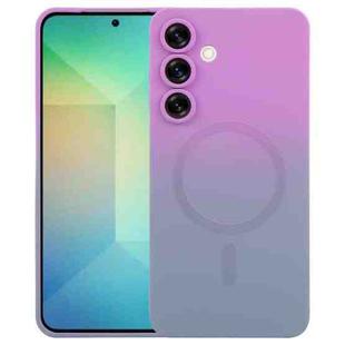 For Samsung Galaxy S25 5G Liquid TPU Silicone Gradient MagSafe Phone Case(Purple Grey)