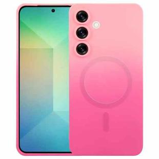 For Samsung Galaxy S25+ 5G Liquid TPU Silicone Gradient MagSafe Phone Case(Pink Red)