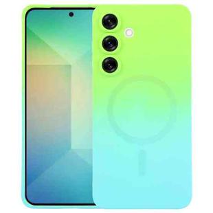 For Samsung Galaxy S25+ 5G Liquid TPU Silicone Gradient MagSafe Phone Case(Cyan Blue)