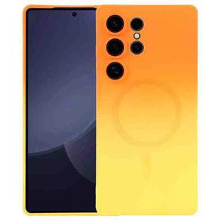For Samsung Galaxy S25 Ultra 5G Liquid TPU Silicone Gradient MagSafe Phone Case(Orange Yellow)