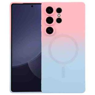 For Samsung Galaxy S25 Ultra 5G Liquid TPU Silicone Gradient MagSafe Phone Case(Pink Blue)