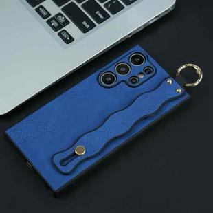 For Samsung Galaxy S23 Ultra 5G Wavy Wristband Bracket TPU Phone Case(Blue)