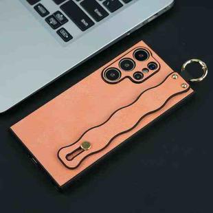 For Samsung Galaxy S23 Ultra 5G Wavy Wristband Bracket TPU Phone Case(Pink)