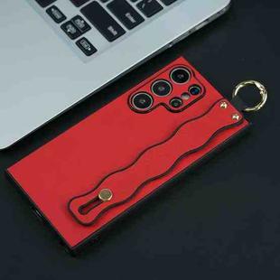 For Samsung Galaxy S23 Ultra 5G Wavy Wristband Bracket TPU Phone Case(Red)