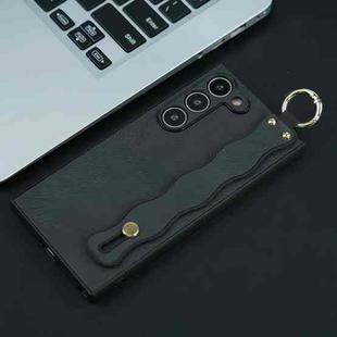 For Samsung Galaxy S23+ 5G Wavy Wristband Bracket TPU Phone Case(Black)