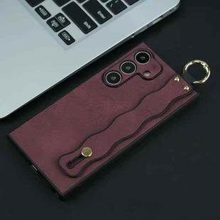 For Samsung Galaxy S24+ 5G Wavy Wristband Bracket TPU Phone Case(Wine Red)