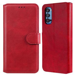 For OPPO Reno4 Pro 5G Classic Calf Texture PU + TPU Horizontal Flip Leather Case, with Holder & Card Slots & Wallet(Red)