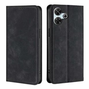 For Redmi 13 4G Skin Feel Magnetic Leather Phone Case(Black)