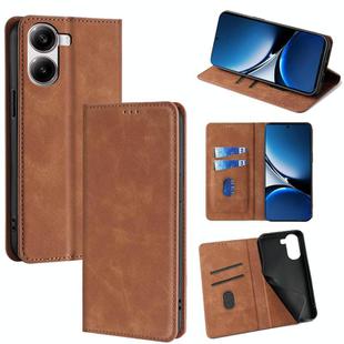 For Redmi Turbo 4 Skin Feel Magnetic Leather Phone Case(Light Brown)