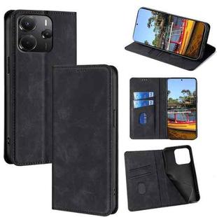 For Redmi Note 14 4G 164.84mm Skin Feel Magnetic Leather Phone Case(Black)