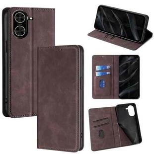 For Redmi A5 4G 171.7mm Skin Feel Magnetic Leather Phone Case(Dark Brown)
